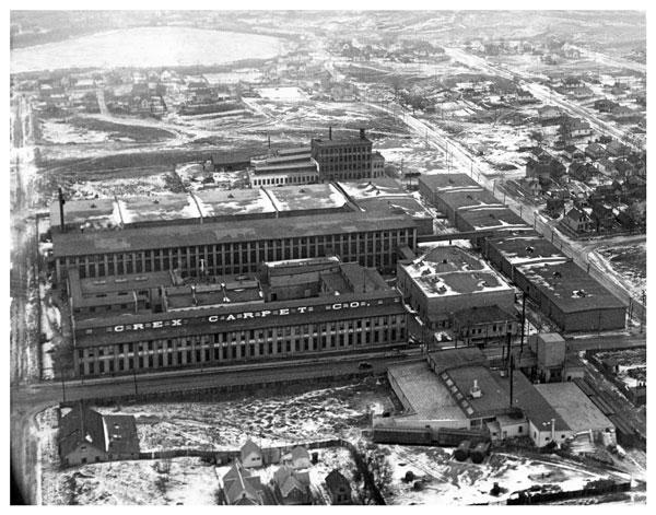 The Crex plant in 1928, looking north across Front Avenue. The pond at the top of the photo is likely the one in today’s Marydale Park. Photo courtesy of the Minnesota Historical Society